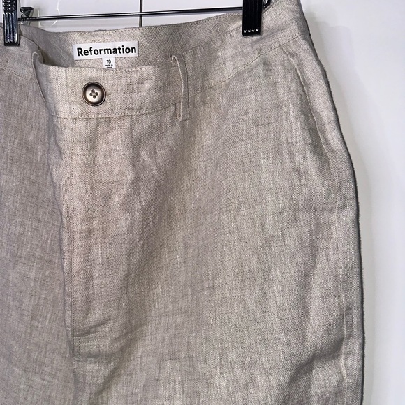 REFORMATION Freddie Wide Leg Linen Trouser Pants - Picture 7 of 9